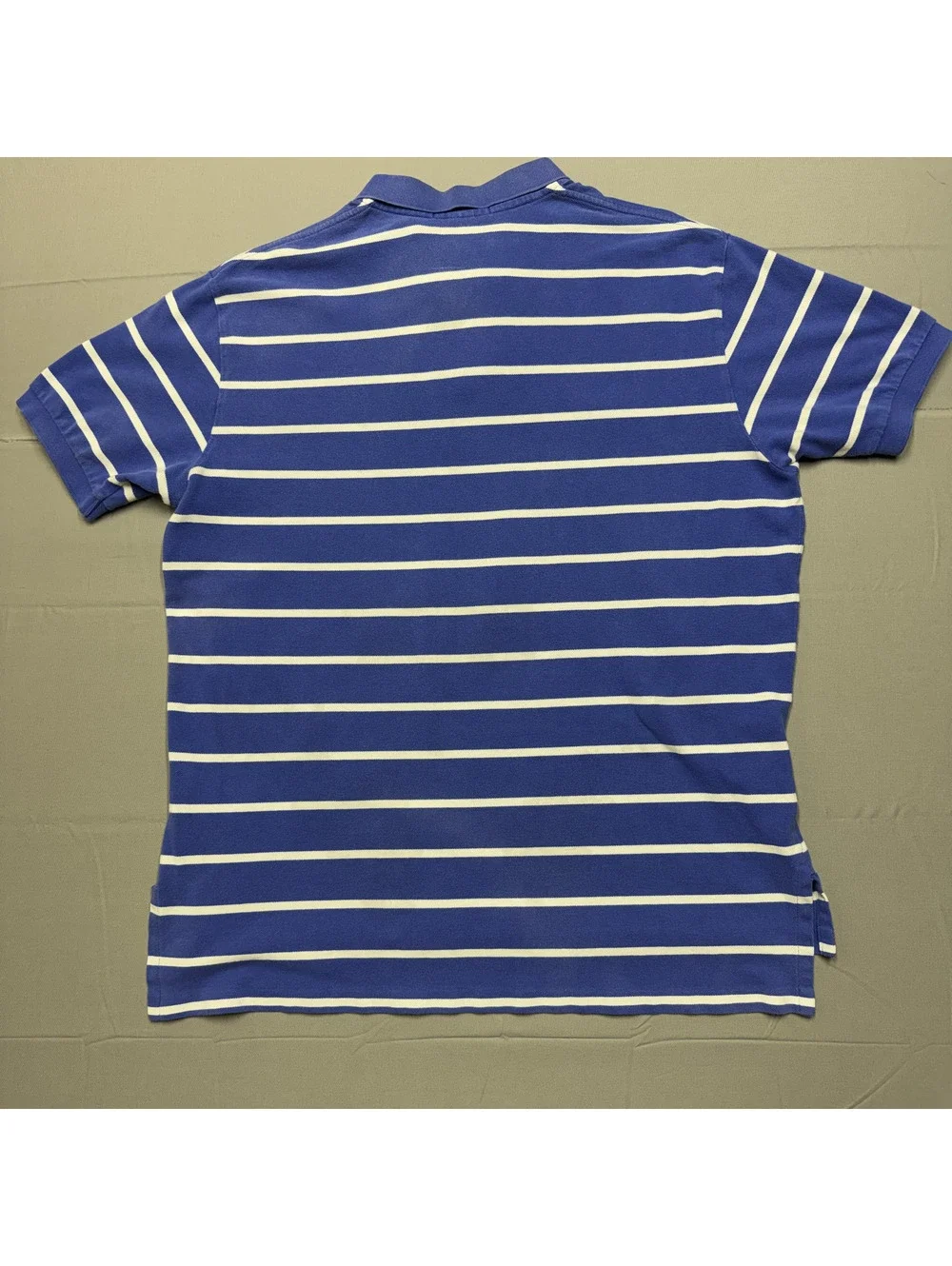Polo Ralph Lauren Mens Vintage Cotton Striped Polo Shirt XL Blue White 90s Pony